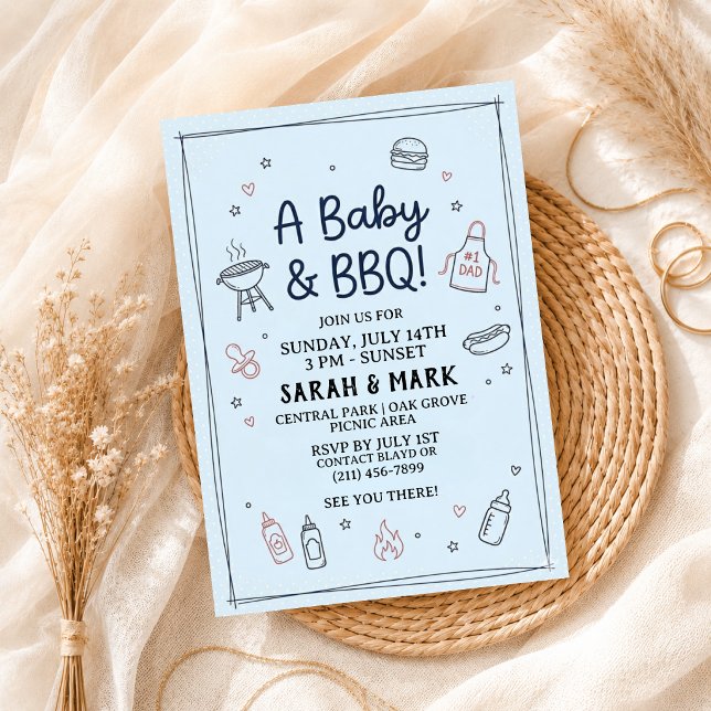 Summer BBQ Gingham Cookout Backyard Rustic Invitation (Creator Uploaded)