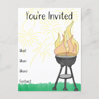 Summer BBQ Invitation Postcard