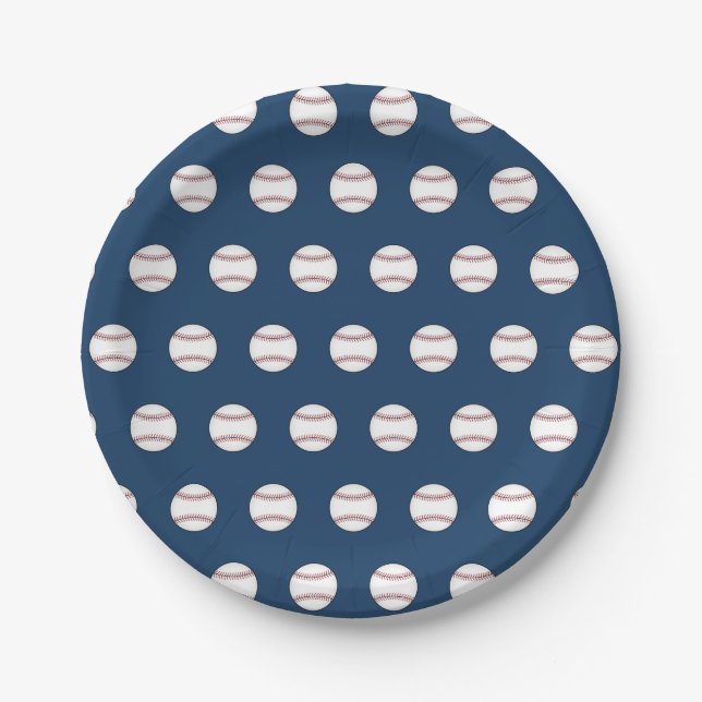 Summer BBQ Picnic Baseball Party Paper Plates (Front)