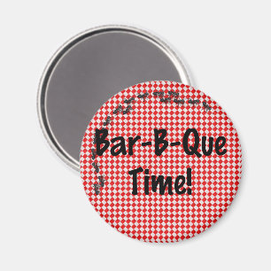 Summer BBQ Picnic on Red Table Cloth Magnet