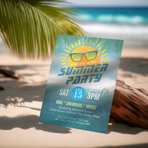 Summer BBQ / SWIMMING / MUSIC Party Invitation