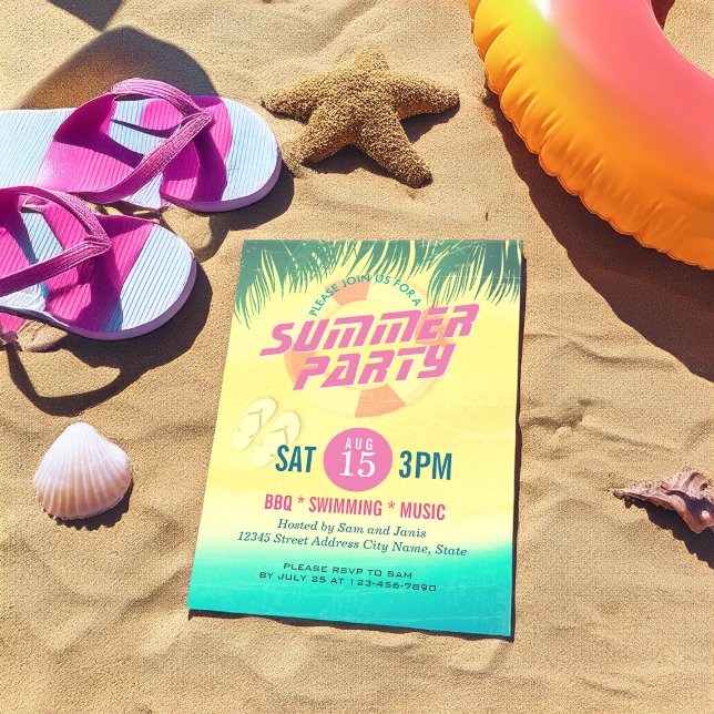 Summer BBQ / SWIMMING / MUSIC Party Invitation (Creator Uploaded)