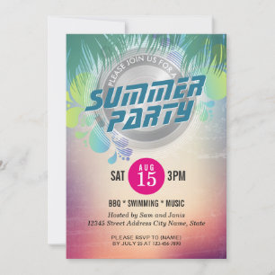 Summer BBQ / SWIMMING / MUSIC Party Invitation