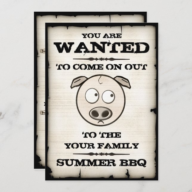 Summer BBQ Wanted Invitations (Front/Back)