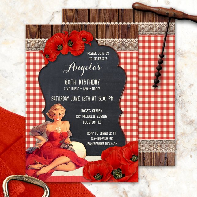 Summer BBQ Woman Birthday Party Invitation (Creator Uploaded)