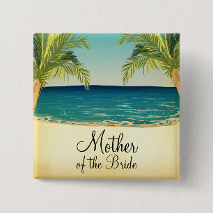 Summer Beach and Palm Trees Mother of the Bride 15 Cm Square Badge