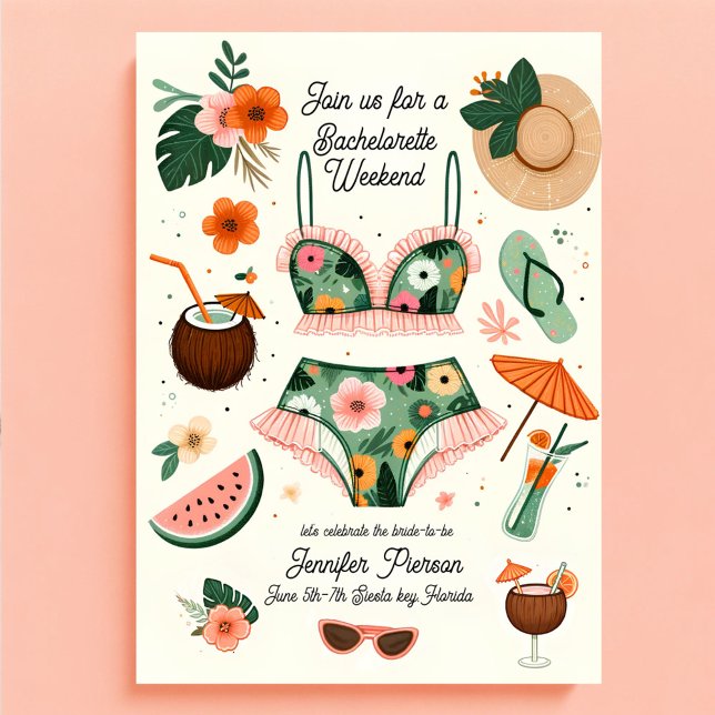 Summer Beach Bachelorette Weekend Party  Invitation (Creator Uploaded)
