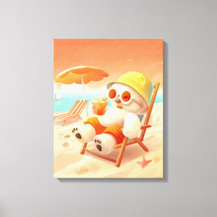 Summer Beach Bear Canvas Print
