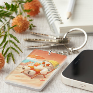 Summer Beach Bear Key Ring