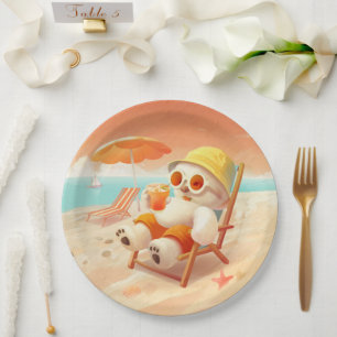 Summer Beach Bear Paper Plate