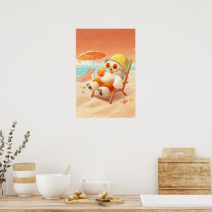 Summer Beach Bear Poster