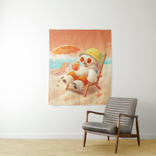 Summer Beach Bear Tapestry