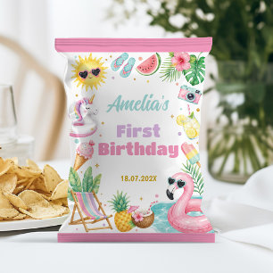 Summer Beach Birthday Girl Party Chip Bag Wrapper