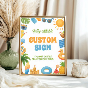 Summer Beach Birthday Party Table Sign