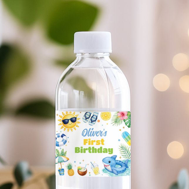 Summer Beach Birthday Water Bottle Label (Creator Uploaded)