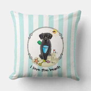 Summer Beach Black Lab Labrador Retriever Cute Cushion