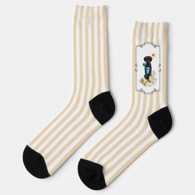 Summer Beach Black Lab Labrador Retriever Cute Socks (Left)