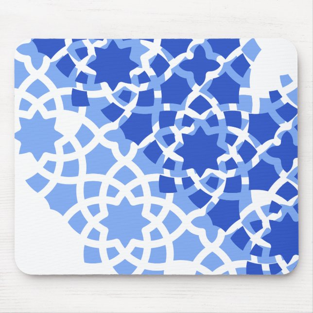 Summer beach blue Moroccan tile Mouse Pad (Front)