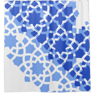 Summer beach blue  Moroccan tile Shower Curtain