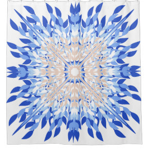 Summer beach blue pink beige floral  shower curtain