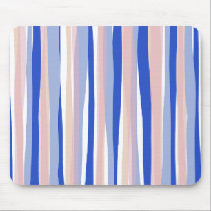Summer beach blue pink beige stripes mouse pad