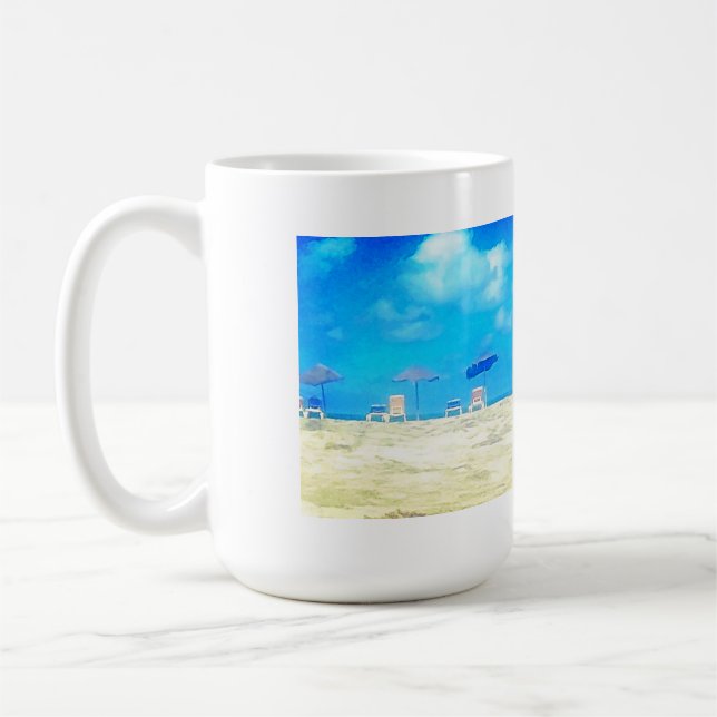 Summer Beach Blue White Coffee Mug (Left)