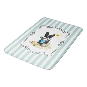 Summer Beach Boston Terrier (black) - Cute Dog Bath Mat