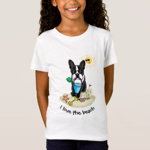 Summer Beach Boston Terrier (black) - Cute Dog T-Shirt