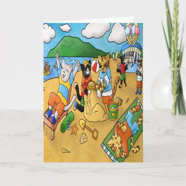 Summer Beach Cats Card (Front)