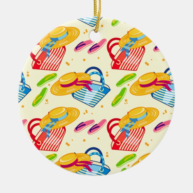 Summer beach ceramic tree decoration (Front)