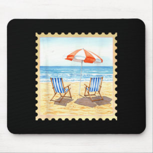 Summer Beach Chairs Under Umbrella Mouse Pad
