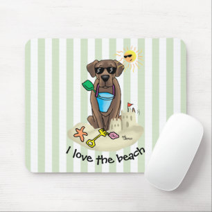 Summer Beach Chocolate Lab Dog Labrador Retriever Mouse Pad