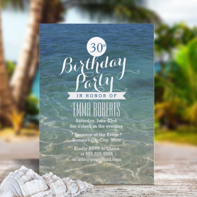 Summer Beach Clean Sand & Sea 30th Birthday Party Invitation (Creator Uploaded)