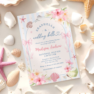 Summer Beach Coastal Seashell Bridal Shower Invitation