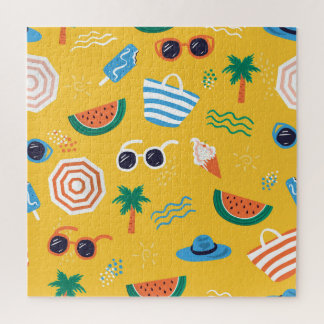 Summer Beach: Colourful Seamless Pattern Jigsaw Puzzle