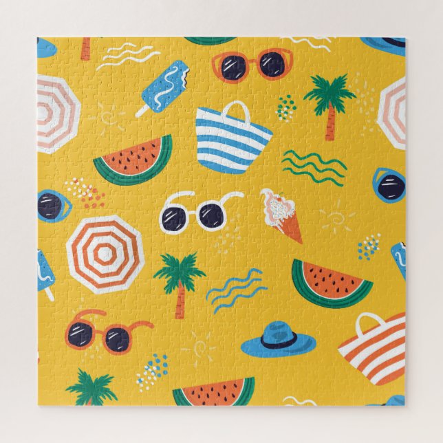 Summer Beach: Colourful Seamless Pattern Jigsaw Puzzle (Vertical)