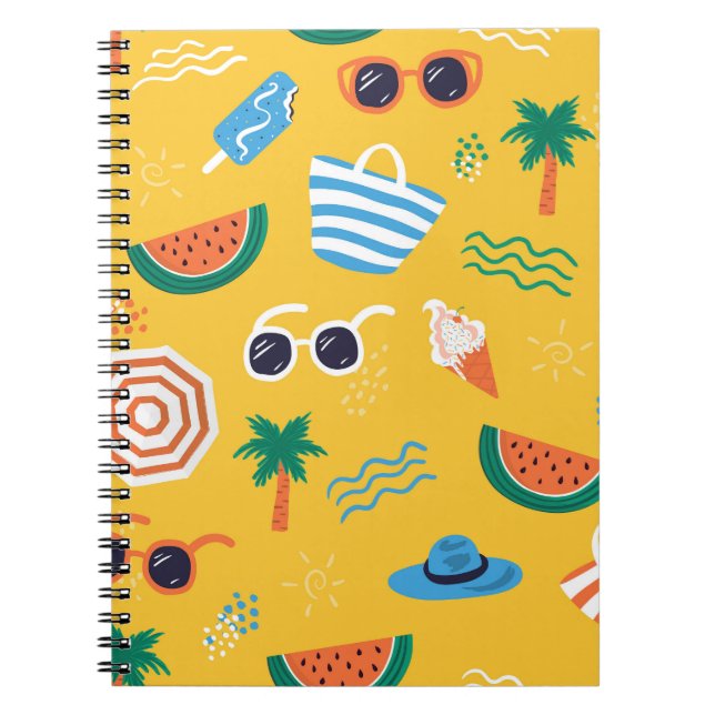 Summer Beach: Colourful Seamless Pattern Notebook (Front)