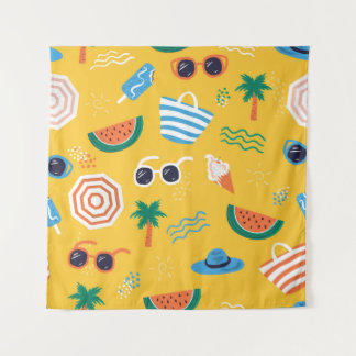 Summer Beach: Colourful Seamless Pattern Tapestry