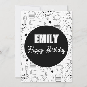 Summer Beach Colouring Birthday Party Holiday Card