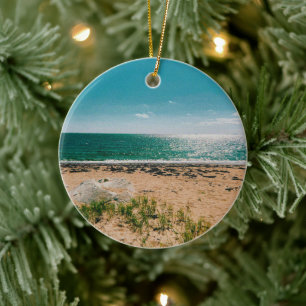 Summer beach day in the Swedish Archipelago Ceramic Tree Decoration