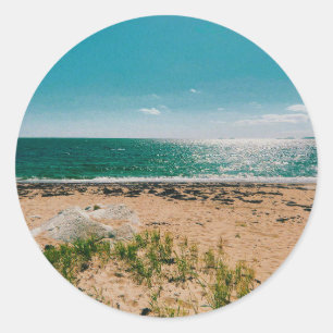 Summer beach day in the Swedish Archipelago  Classic Round Sticker