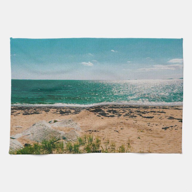 Summer beach day in the Swedish Archipelago  Tea Towel (Horizontal)