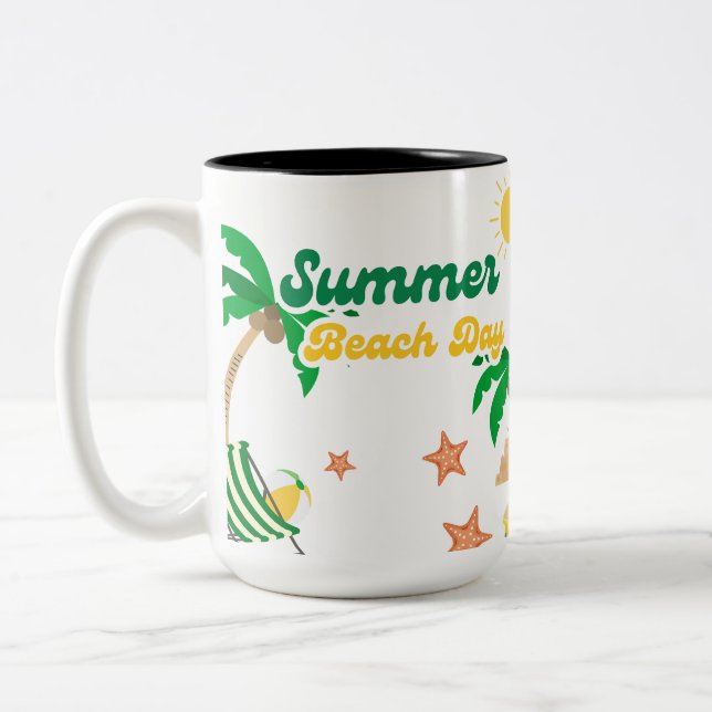 Summer Beach Day Mug | Tropical Palm Tree Coffee (Left)
