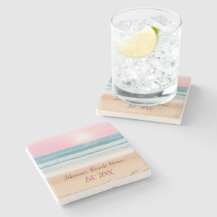 Summer Beach Design Create Your Own Custom Family Stone Coaster