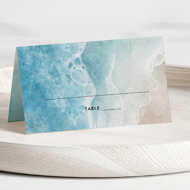 Summer Beach Destination Wedding Folded Place Card (Creator Uploaded)