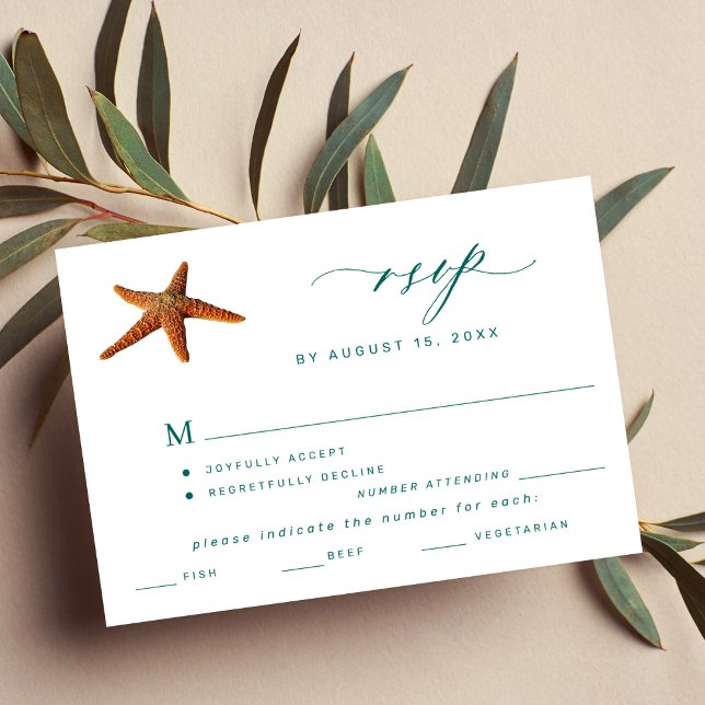 Summer beach destination wedding menu choice RSVP (Creator Uploaded)