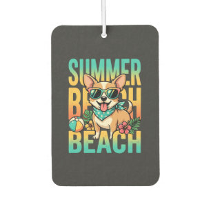 Summer Beach Dog Vacation Vector Car Air Freshener