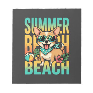 Summer Beach Dog Vacation Vector Notepad