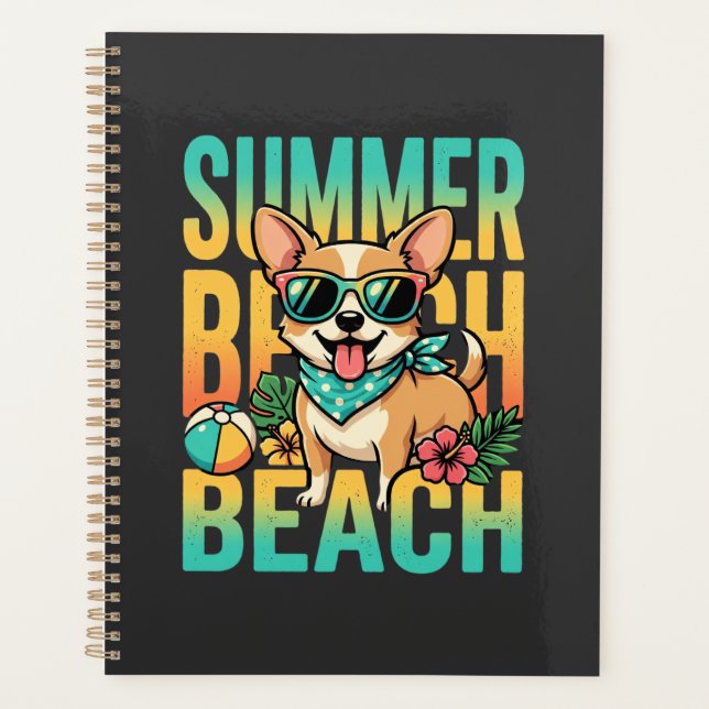 Summer Beach Dog Vacation Vector Planner (Front)