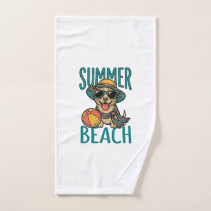 Summer Beach Dog Vintage Sunglasses Shirt Design_1 Hand Towel